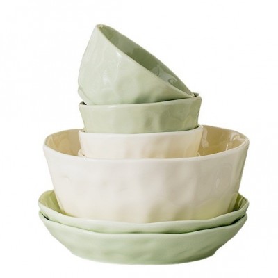 奶油风奶fu款碗碟套装家用陶瓷餐具套装家用碗盘子组合筷菜盘汤盘 1件图5