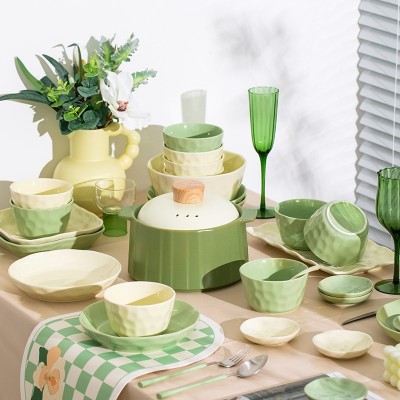 奶油风奶fu款碗碟套装家用陶瓷餐具套装家用碗盘子组合筷菜盘汤盘 1件