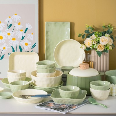 奶油风奶fu款碗碟套装家用陶瓷餐具套装家用碗盘子组合筷菜盘汤盘 1件图2