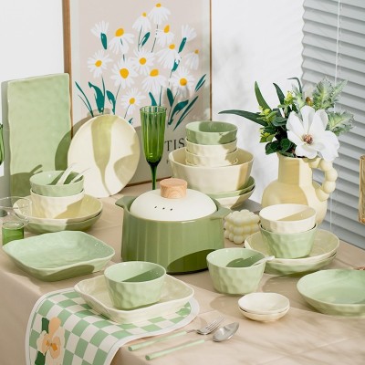 奶油风奶fu款碗碟套装家用陶瓷餐具套装家用碗盘子组合筷菜盘汤盘 1件图4