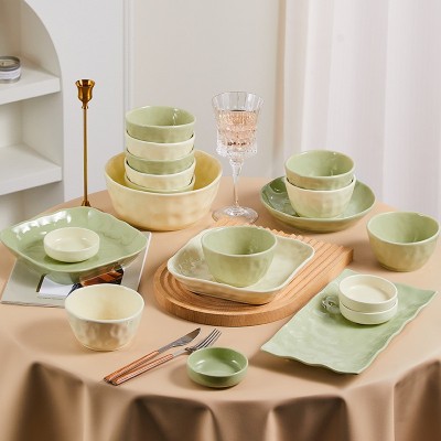 釉下彩奶油风2025新款碗碟套装家用陶瓷碗盘子乔迁礼品高颜值餐具 1件